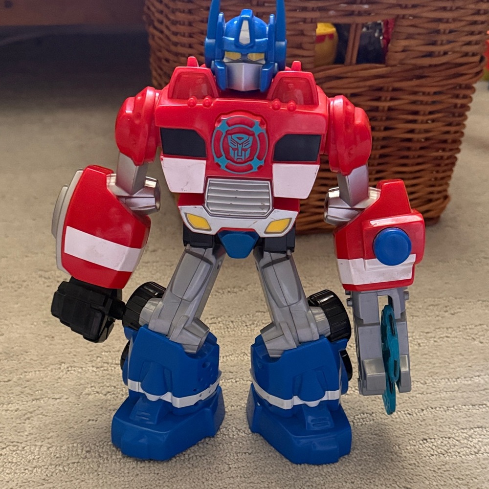 Red & Blue Kids Robot Action Figure - Optimus-style Transformer Toy